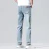 Jeans de Hombre Nuevos de Primavera y Verano, Lujo, Negocios, Estilo Europeo, Corte Ajustado, Elásticos, Pierna Recta, Disponibles para Dropshipping