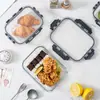 Fiambrera de Vidrio, Caja Conservadora de Frescura, Fiambrera Portátil, Nuevo Estilo Tapa a Presión, Fiambrera de Vidrio, Aptas para Microondas, Adecuadas para Llevar Comidas al Trabajo