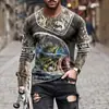 Moda de pesca para hombre, manga larga, otoño, impresión digital 3D, nueva calle, holgada, casual, transfronteriza, comercio exterior, producto popular