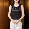 Real Shot 2024 Primavera e Verão Nova Elastic Satin Slim-Fit Slimming Vintage Fivela Interior Vestindo Exterior Vestindo Base Camisa