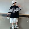 Traje de camiseta de manga corta para niños en verano Nueva ropa para niños Niños Niños Pantalones cortos casuales Conjunto de dos piezas Camiseta con alas Pantalones cortos de trabajo