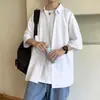 Camisa Simple de Manga Corta Holgada de Moda para Hombre, Diseño de Nicho de Verano, Chaqueta Versátil Casual, Blanco y Negro
