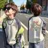 Camiseta de manga raglán para niño, elegante y genial para primavera y otoño, top de manga larga 100% algodón para niños, capa base de corte holgado