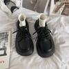 Sapatos de Couro Femininos Estilo Britânico Primavera e Outono Novos Plataforma Solado Grosso Aumento de Altura Mary Jane Japonesa Sapatos Solteiros de Bico Largo Modernos