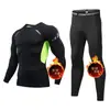 Ropa de fitness para hombre, conjunto de manga larga y pantalón largo con forro polar, alta elasticidad, secado rápido, ropa de entrenamiento para baloncesto y fútbol, ropa térmica
