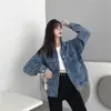 Foto Real Jaqueta Jeans Curta Feminina Outono Novo Estilo Coreano Solta Retrô Estilo Hong Kong Estudante Casual Top Tendência Azul