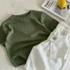 Camiseta de Verano Unisex para Niños, Fresca, Ligera, de Seda de Hielo, Manga Corta, Estilo Old Money, Tejida, Transpirable