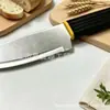 Nuevo juego de cuchillos de cocina de acero inoxidable al por mayor de fábrica transfronteriza con mango de veta vertical, cuchillo de chef y cuchillo para pan, empaquetado en una caja de color