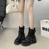 Botas de Moda Delgadas de Suela Gruesa para Mujer Otoño 2026 Nuevo Estilo Británico Tacón Grueso Antideslizantes de Tacón Alto Talla Grande Botines Cortos