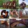 Fabricante a medida de grandes esculturas de acero resistentes a la intemperie para uso en exteriores, con figuras de silueta vaciadas y acabado oxidado, adecuadas para paisajes de plazas y muros de formas únicas