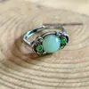 Lujo Ligero y Sensación de Alta Gama Jade Hetian Natural Plata Tailandesa Jade de Agua Clara Jasper Patrón Redondo Estilo Chino Anillo para Mujer
