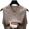 Suéter de Punto Casual con Cuello en V para Hombre Otoño e Invierno Moda Sencilla Color Sólido Jersey Chaleco sin Mangas
