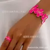 Conjunto de Joyería de Dos Piezas de Moda con Diseño de Flor de Plumeria y Esmalte Caído, Pulsera y Anillo para Mujer, Versátil para Fiestas
