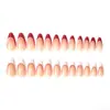 Uñas Artísticas Europeas y Americanas Transfronterizas Más Vendidas, Puntas de Uñas Serie San Valentín con Lazo y Lunares, Uñas Postizas Estilo Francés Almendra al por Mayor