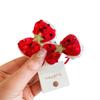 Nuevo Pasador Rojo Infantil Lentejuelas Perlas Estilo Chanel Lazo Adorno para el Cabello Correa de Pelo de Visón Accesorios para el Cabello