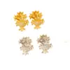 Pendientes Exquisitos de Flor de Lirio con Diamantes Brillantes en Forma de Cruz, Diseño de Nicho de Alta Gama, Pendientes Clásicos Retro al por Mayor