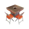 Mesas y Sillas de Acero Inoxidable para Restaurante de Hot Pot Transfronterizas, Comedor de Cafetería Escolar, Catering, Restaurantes de Hot Pot y Barbacoa, Mesas de 4 Plazas, 6 Plazas, 10 Plazas