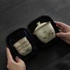Juego de té de viaje Ruyao beige, taza exprés portátil, una tetera, tres tazas, tetera de mano para exteriores, juego pequeño