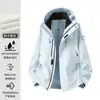 Chaqueta de Montañismo Unisex 3 en 1 Estilo Luo Tuo para Otoño e Invierno, Cortavientos, Impermeable, Desmontable de Dos Piezas, para Personas Menudas