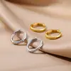 Europa e Estados Unidos novo anel de brinco maré brinco feminino alto senso brinco de zircônia brinco banhado a ouro 18K joia uma geração de cabelo