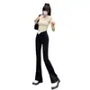 Calça Flare Preta de Cintura Alta Feminina Tall Primavera e Outono Estilo Americano Stretch Spice Girl Justa Perna Larga Jeans Slimp Feminino Tendência