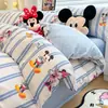 Conjunto de Tres Piezas de Algodón Puro con Estampado de Dibujos Animados, Conjunto de Cuatro Piezas de Waffle 100% Algodón Amigable con la Piel Disney, Ropa de Cama para Estudiantes Adecuada para Todas las Estaciones