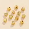 Cobre dorado francés antiguo chapado en oro de 18 quilates amor cuentas sueltas patrón de martillo circonita incrustada cuentas de azúcar pulsera DIY pulsera accesorios de joyería