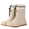 Botas de borracha brancas estilo japonês para campus, com cordão, à prova de vento e à prova d'água, galochas estilosas, botas para caminhada aquática ao ar livre com cordões elásticos