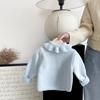 Suéter de cor sólida com gola de lótus estilosa para meninas 2024 Novo inverno para meninas Camisa de base elástica quente e combinando