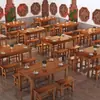 Mesas y sillas de tienda de fideos, mesas y sillas de snack bar de hotel, combinación de mesas y sillas de comida rápida, mesas de restaurante de madera maciza, mesas de comedor, mesas carbonizadas para barbacoa