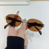 Óculos de Sol Metalizados Ovais Personalizados para Mulheres, Óculos Retrô de Alta Qualidade, Óculos Pequenos Ins Sexy