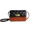 Bolsa Quadrada Pequena de Couro Fosco com Contraste de Cores Yuezizi para Mulheres, Novo Modelo Outono/Inverno 2026, Bolsa de Ombro/Transversal Acolchoada com Fecho de Metal de Alta Qualidade