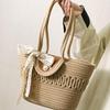 Nova Bolsa de Ombro Tecida de Grande Capacidade, Bolsa Tote Versátil e Fashion, Bolsa Feminina, Bolsa de Mão para o Dia a Dia em Fio de Algodão, Estilo Nórdico