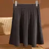 Mini Falda de Punto Acanalado 100% Lana Pura para Mujer Cintura Elástica Color Sólido Casual Versátil Simple Falda de Corte A