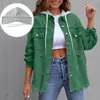 Chaqueta Vaquera con Capucha Estilo Europeo y Americano Transfronteriza 2026 para Mujer, Chaqueta Suelta de Color Sólido con Agujeros, Camisa de Manga Larga para Mujer, Corte Holgado