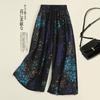 Calça saia de seda gelada estilo novo verão 2026 para mulheres de meia-idade e idosas, calça capri estampada floral com cintura elástica, calça pantalona floral estilo mom
