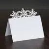 Tarjeta de Asiento Nieve Navideña de Nuevo Producto Transfronteriza Corte Láser Tarjeta de Mesa Festiva Blanco Hielo Tarjeta Pequeña Blanco Perla