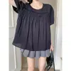 Camisa Roxo de Verão de Manga Curta Nicho Top Francês Temperamento Camisa Baby Doll para Mulheres