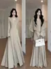 Conjunto de vestido tipo chal de punto estilo coreano para mujer, colección otoño 2026, vestido largo elegante y sofisticado para un look refinado y maduro