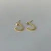 Pendientes de Plata con Aguja de Plata en Forma de C, Zirconia, Colgantes Traseros, Estilo Nuevo Otoño e Invierno, Diseño Único, Moda de Gama Alta, Accesorios para Orejas Versátiles y Personalizados