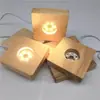 Base de Bola de Cristal Luminosa de Madera Maciza Lámpara de Noche de Madera Base Redonda para Lámpara Luz Cálida Luz Blanca Enchufe USB Lámpara de Mesa LED