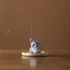 Bandeja de Enfeite de Gato Gatinho de Resina Fofo Suporte para Incenso Vara de Incenso Tendência Sala de Chá Interna Queimador de Aromaterapia Uso Doméstico