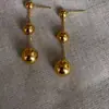 Pendientes Baoman Retro Gradiente Tres Bolas Tamaño Perlas Doradas Borla Acero de Titanio Pendientes Textura de Alta Gama