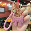 Chaveiro de argila moderno e fofo com laço de strass, acessório versátil e requintado estilo ins para bolsas de meninas