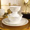 Juego de Cuencos y Vajilla de Cerámica de Jingdezhen para Uso Doméstico, Vajilla de Porcelana de Hueso de Alta Estética, Juego de Cuenco y Plato DIY para Regalo de Inauguración