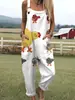 Pantalones de tirantes casuales de verano con estampado floral digital 3D para mujer, transfronterizos de Amazon Europa y América