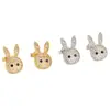 Pendientes de Conejo con Circonita Color Champaña y Diamante Completo de Nuevo Estilo Transfronterizos, Moda Versátil de Personalidad Nicho Europeo y Americano, Pendientes Ligeros de Lujo para Mujer
