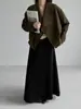 Falda Larga de Punto con Cintura Alta Estilo Paraguas Jiang Zuo Extremadamente Favorecedora Elegante Falda Larga Otoño Elástica Adelgazante Falda Midi Falda de Línea A 8309