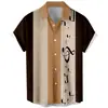 Camisa Casual de Manga Corta con Botones para Hombre con Estampado de Atardecer Tropical y Diseño Vibrante de Palmera y Océano