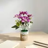 Novo vaso de tecido com 5 flores de magnólia artificiais, toque realista, planta de flor artificial em vaso para decoração de mesa de sala de estar em casa